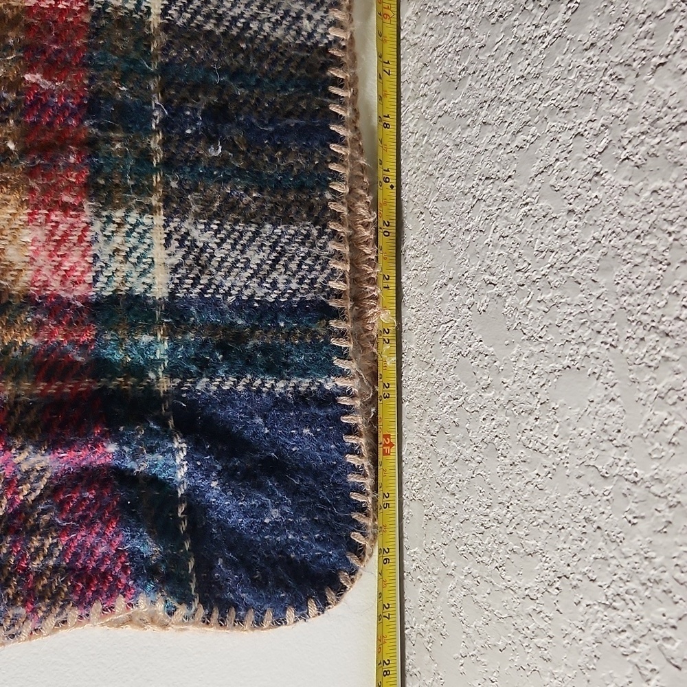 C Open Poncho Sweater Wrap One Size Plaid - Picture 7 of 12